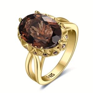 Elegant Gold and Brown Gemstone Ring